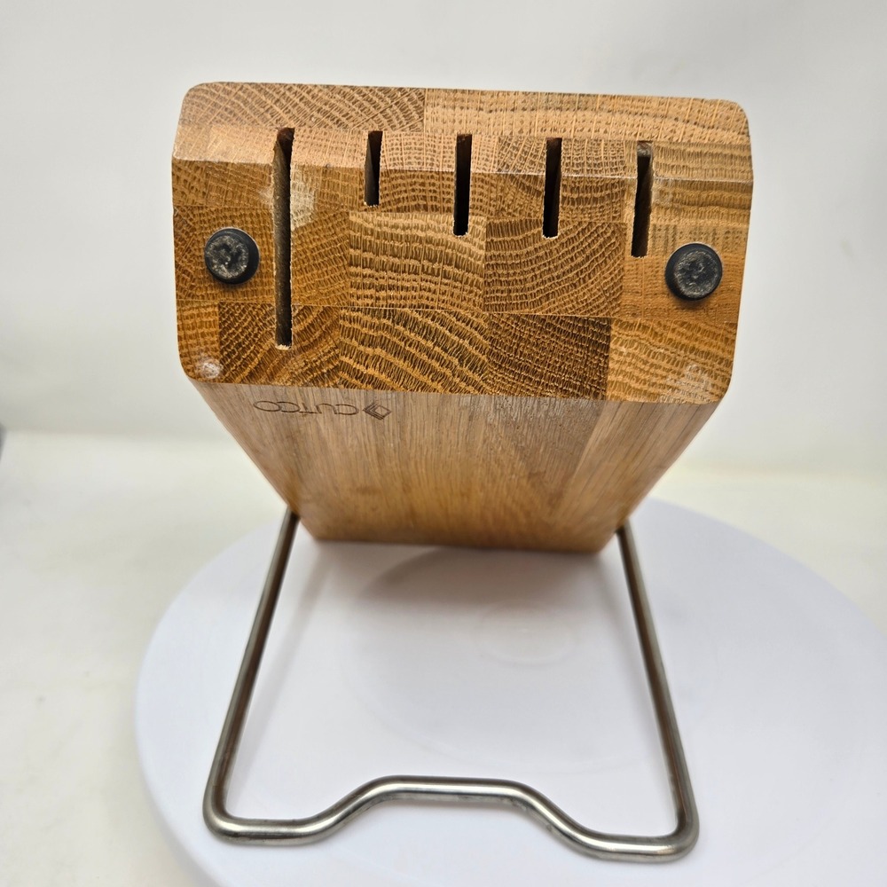 Cutco Oak Wood Knife Block 5 Slot Kitchen Cutlery Storage Holder with Wire Stand - Picture 6 of 6